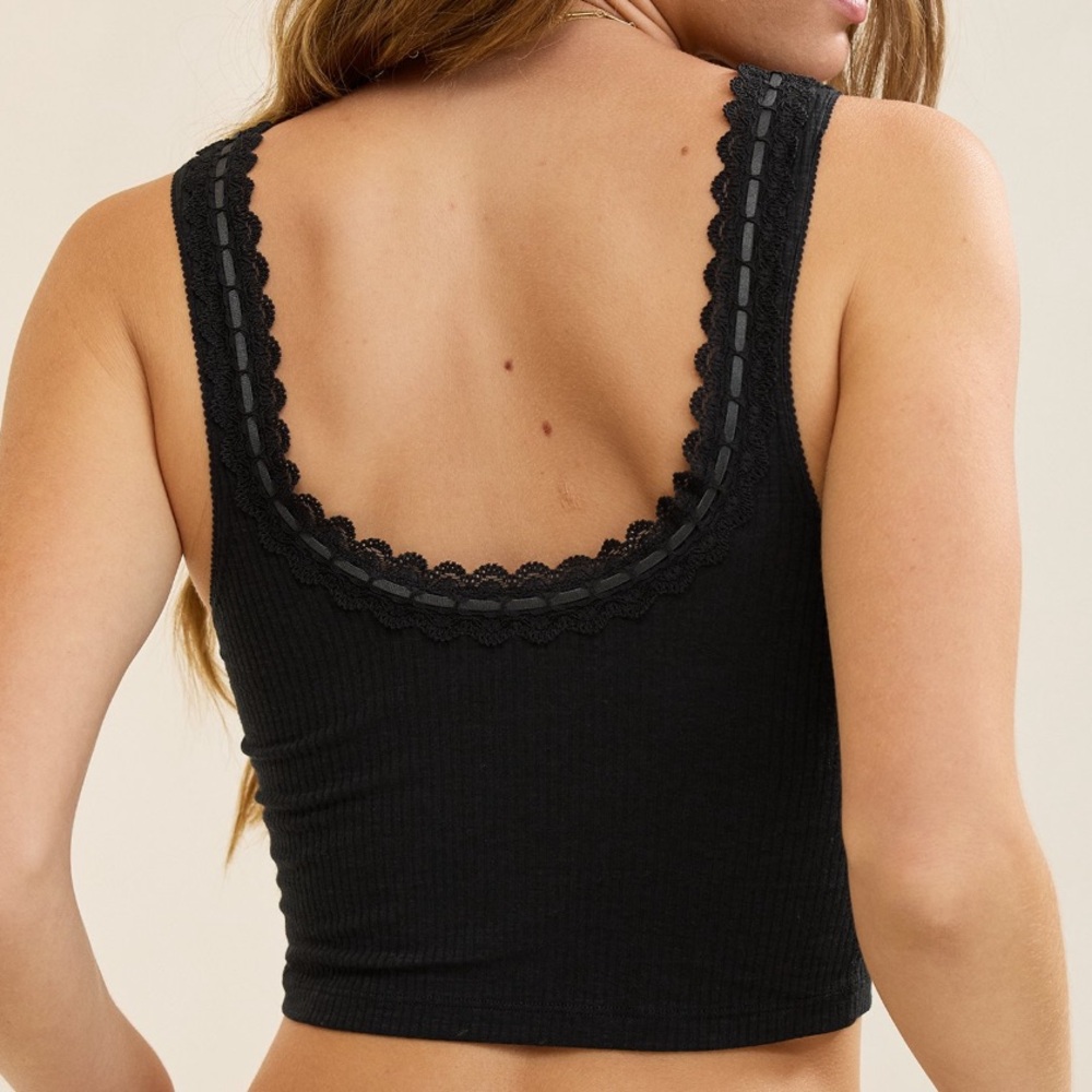 Arie Lace Trim Ribbed Tank - Picture 2 of 5